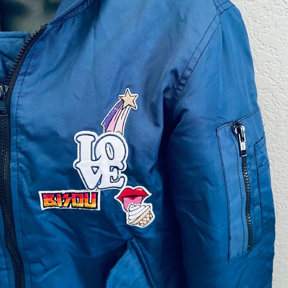 CHRLDR “Take me with you” Blue Bomber Jacket w/ Patches - XS - Picture 3 of 4